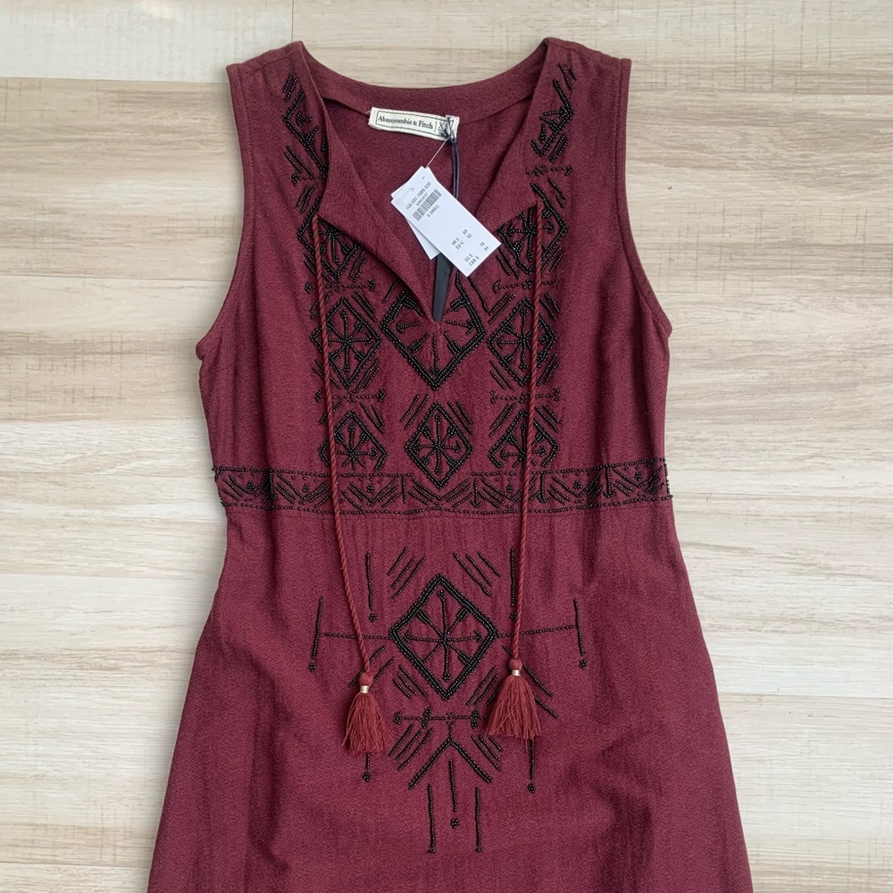 NWT Abercrombie & Fitch Maroon Dress with Beading